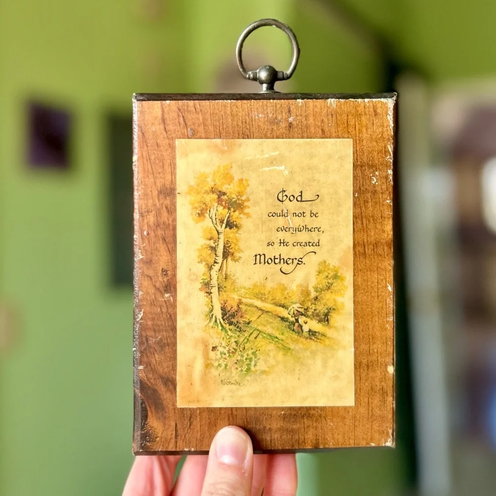 VTG Wooden God & Mothers Rustic Cottagecore Farmhouse Wall Hanging Art - Picture 6 of 6